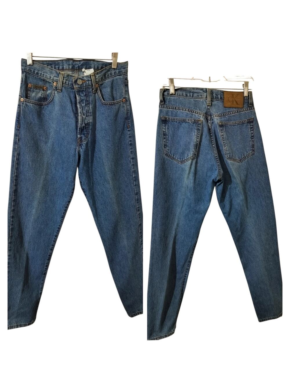 6033)Vtg 90s Calvin Klein Easy Fit Hi Rise Relaxed Button Fly Jeans Size 5-31.5"